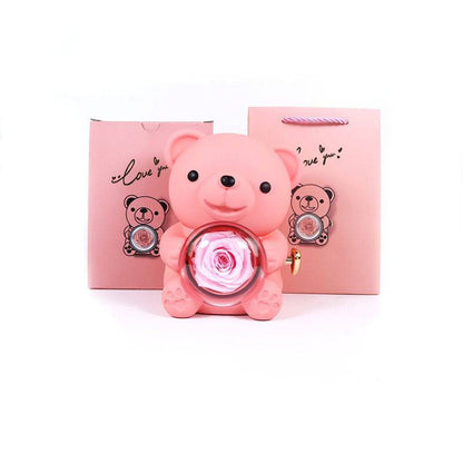 Rotating Bear Gift Box – Rose Jewelry Box for Special Occasions - All Inclusive Family Treasures