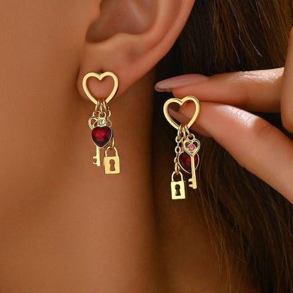 Romantic Love Key & Lock Earrings – Elegant Valentine's Day Jewelry - All Inclusive Family Treasures