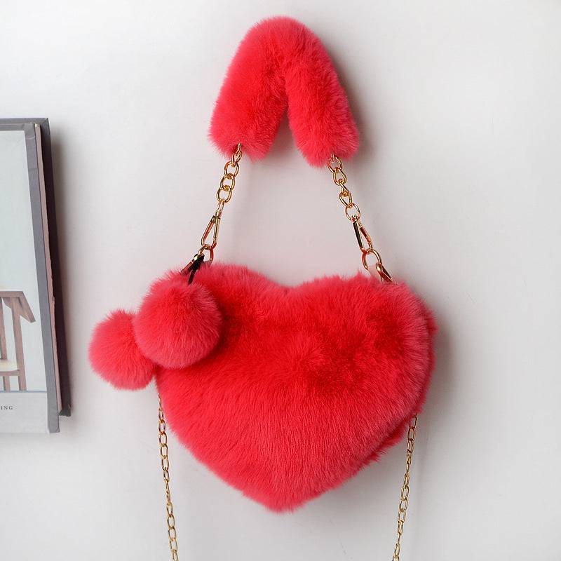 Heart-Shaped Plush Handbag – Cozy and Stylish Valentine’s Day Bag - All Inclusive Family Treasures