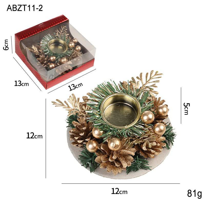 Elegant Christmas Candle Holder Wreath – Festive Pinecone & Faux Greenery Decor - All Inclusive Family Treasures