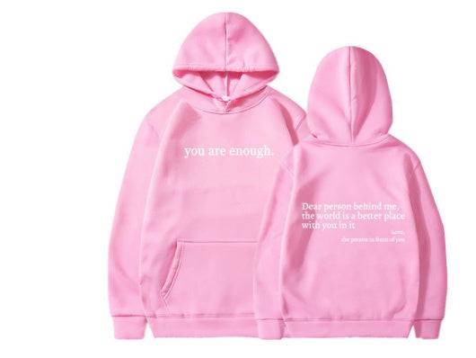 "Dear Person Behind Me" Letter Printed Plush Hoodie | Trendy Unisex Kangaroo Pocket Hoodie - All Inclusive Family Treasures