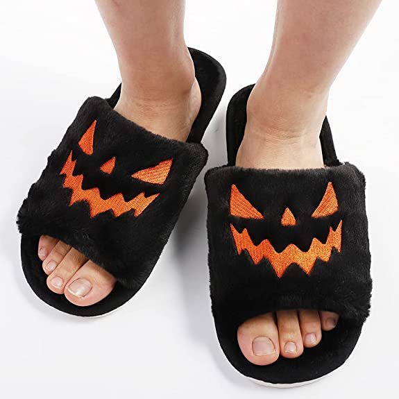 Spooky-Cute Plush Halloween Slippers