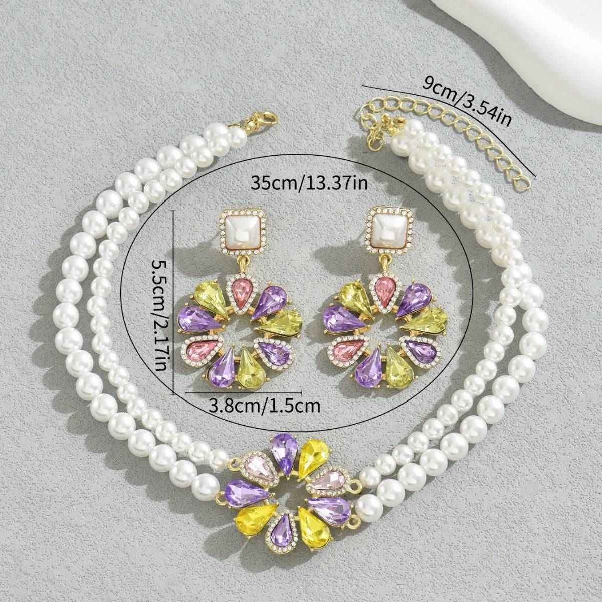 Vintage Floral Pearl Necklace & Earrings Set – Statement Jewelry for Elegant Occasions - All Inclusive Family Treasures