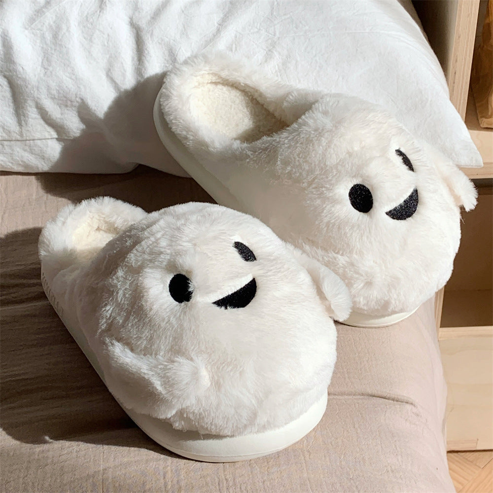 Spooky Snuggles: Ghost Plush Slippers for Couples