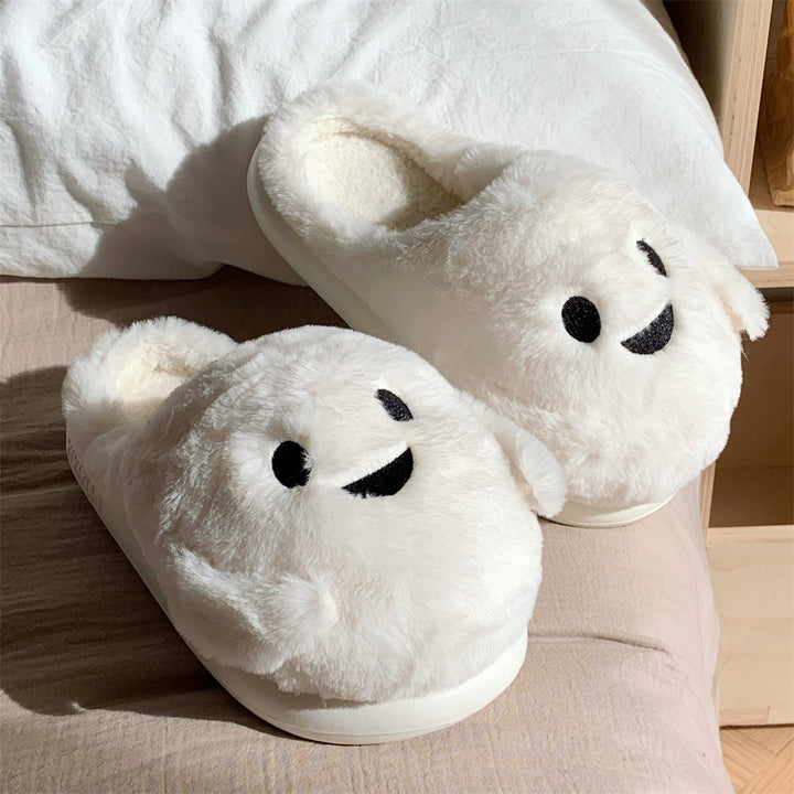 Spooky Snuggles: Ghost Plush Slippers for Couples