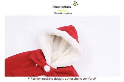 Kids’ Christmas Cape with Fur Collar - Cozy Fleece-lined Holiday Shawl for Little Girls - All Inclusive Family Treasures