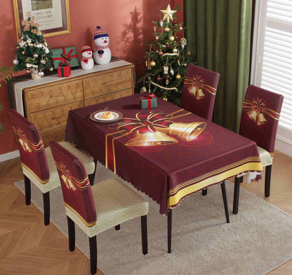 Festive Waterproof & Oil-Proof Christmas Tablecloth Set – Elegant Holiday Dining Decor with Chair Covers - All Inclusive Family Treasures