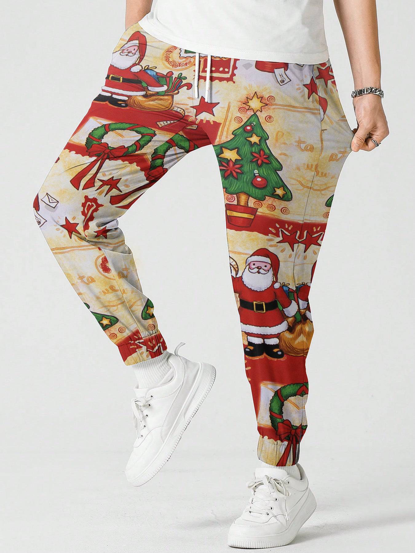 Men’s Christmas Printed Sweatpants – Festive Holiday Joggers with Snowman, Santa, and Reindeer Designs - All Inclusive Family Treasures