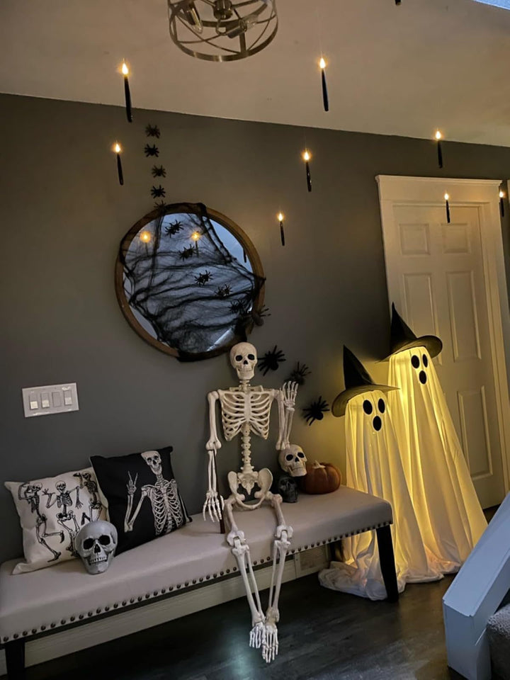 Glowing Ghost with Witch Hat – Spooky Halloween Yard & Porch Decoration