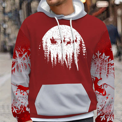 Men’s Festive Christmas Hoodie - Cozy Winter Wear with Santa Sleigh Print - All Inclusive Family Treasures