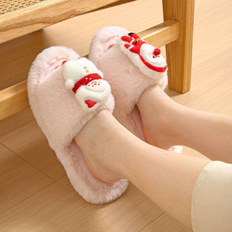 Santa Claus Plush Open-Toe Slippers – Cozy Up with Holiday Cheer! - All Inclusive Family Treasures