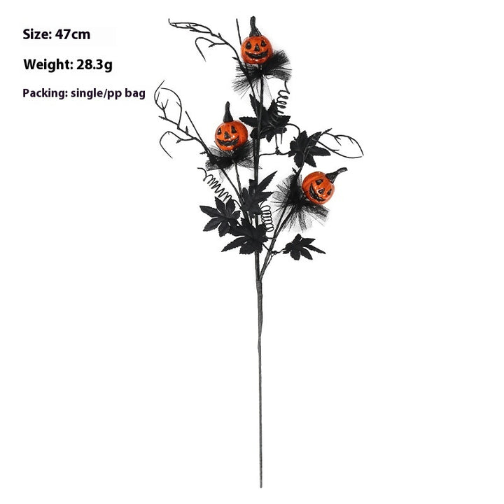 Spooky Black Pumpkin Twig Bouquet – Haunted Halloween Décor