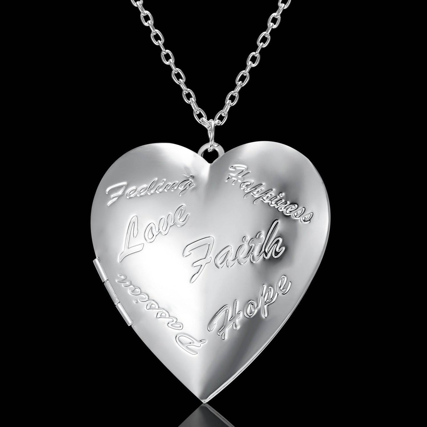 Personalized Heart Locket Necklace – Carved Photo Frame Pendant - All Inclusive Family Treasures