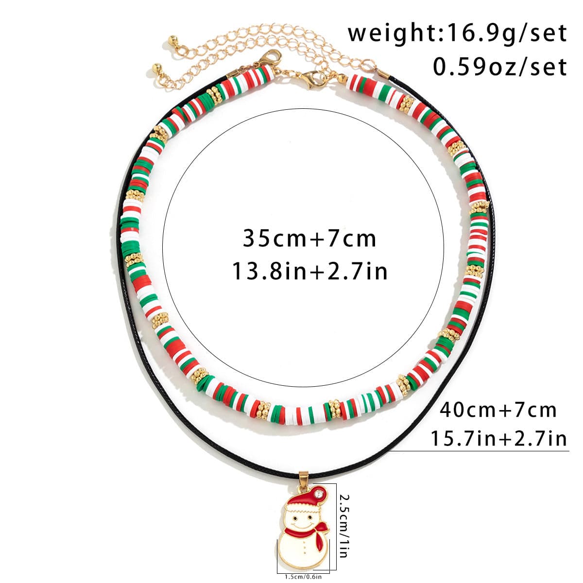 Festive Beaded Christmas Necklace Set – Holiday Charm with Snowman & Crystal Accents - All Inclusive Family Treasures