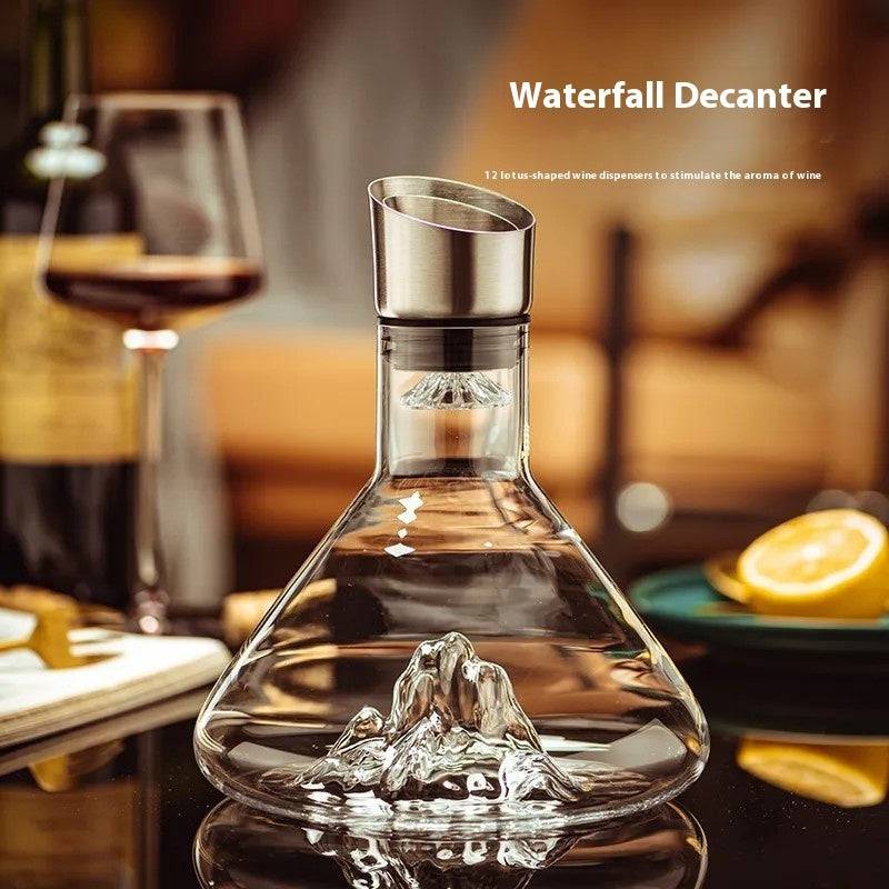 Iceberg Waterfall Crystal Wine Decanter – Lead-Free Quick Decanter for Enhanced Flavor - All Inclusive Family Treasures