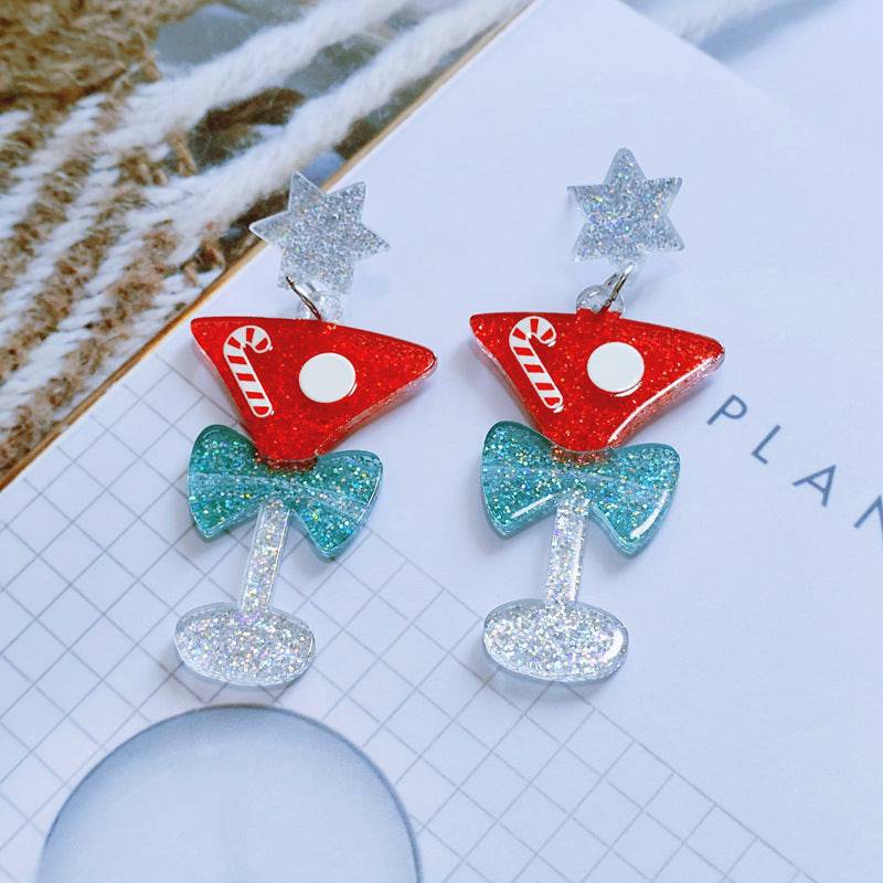 Festive Christmas Tree Earrings with Rhinestones – Perfect for Holiday Glam! - All Inclusive Family Treasures