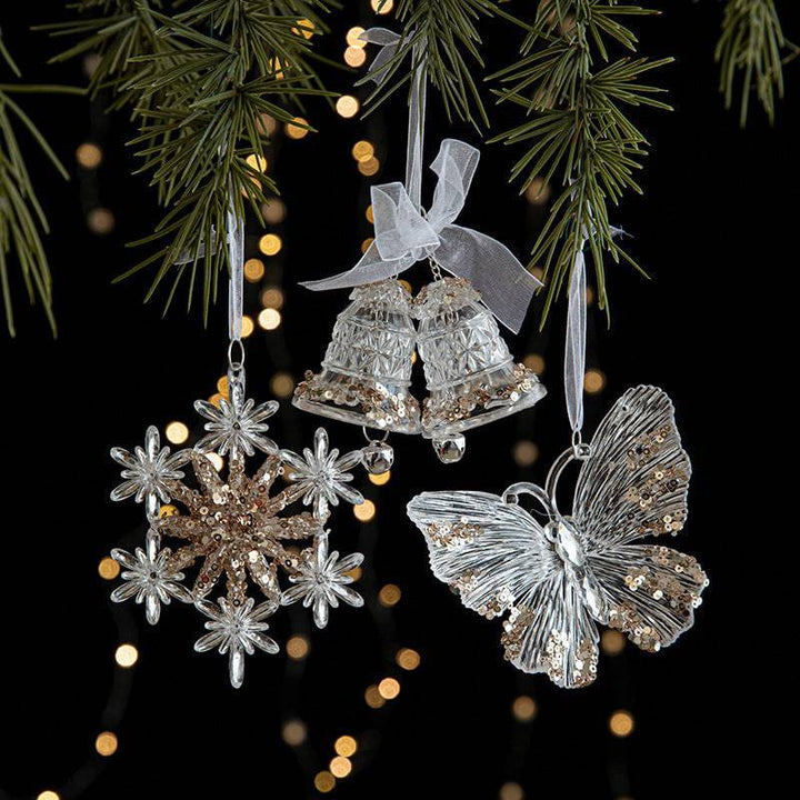 Sparkling Sequin Acrylic Christmas Ornaments – Set of Elegant Transparent Pendants - All Inclusive Family Treasures