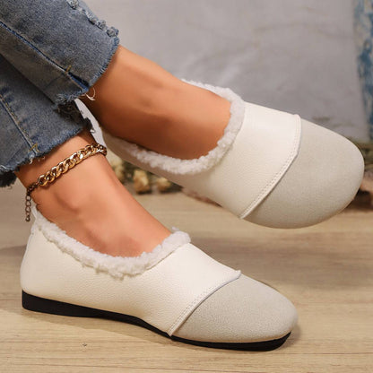 Cozy Plush-Trimmed Flats – Comfort Meets Chic Retro Style - All Inclusive Family Treasures