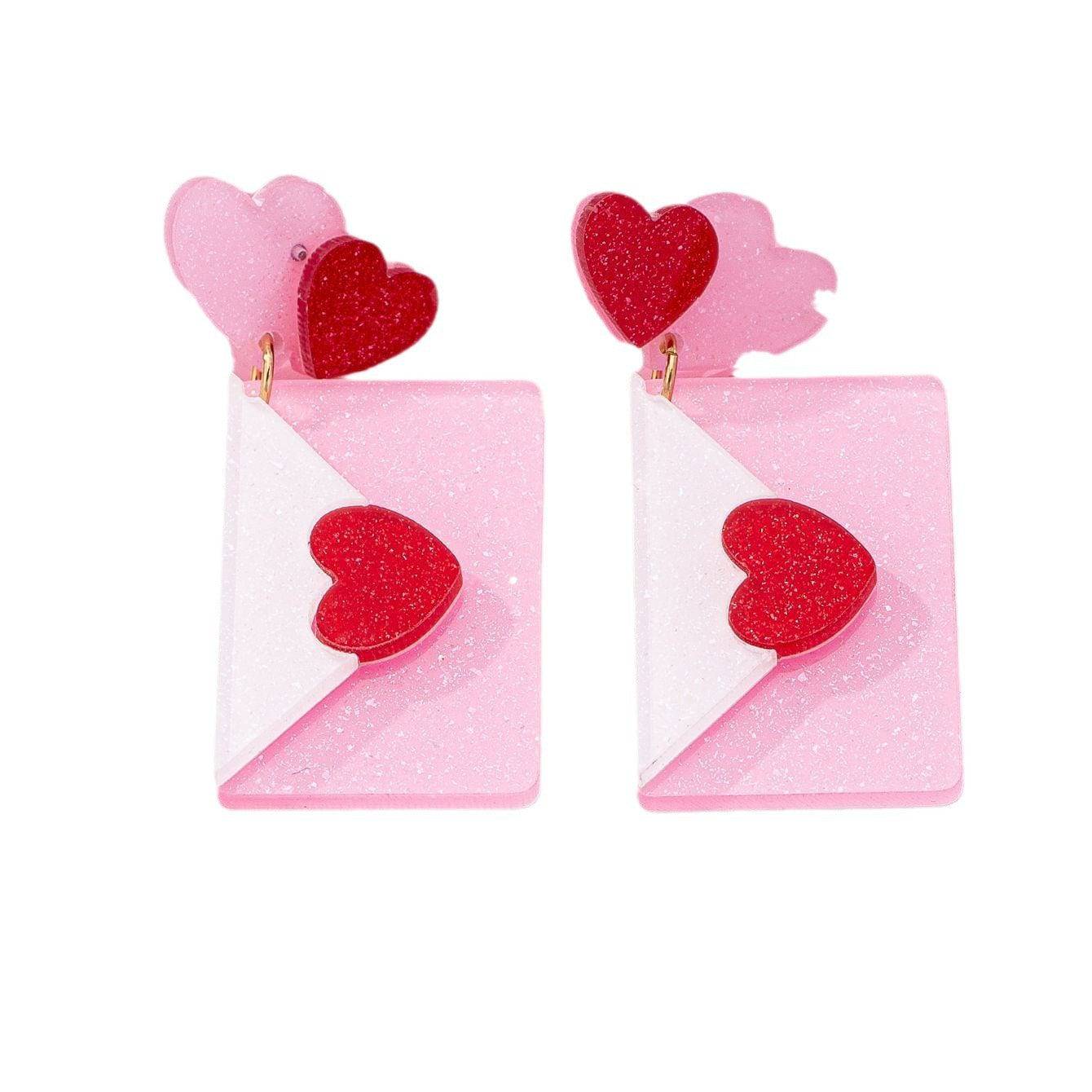 Charming Love Letter Acrylic Earrings – Romantic Valentine's Day Gift - All Inclusive Family Treasures