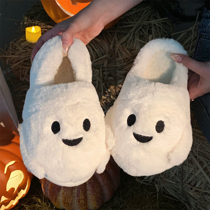 Spooky Snuggles: Ghost Plush Slippers for Couples