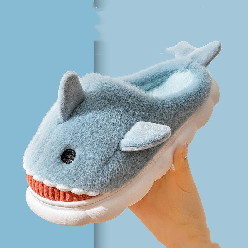 Cozy Bites – Plush Shark & Dolphin Cartoon Slippers