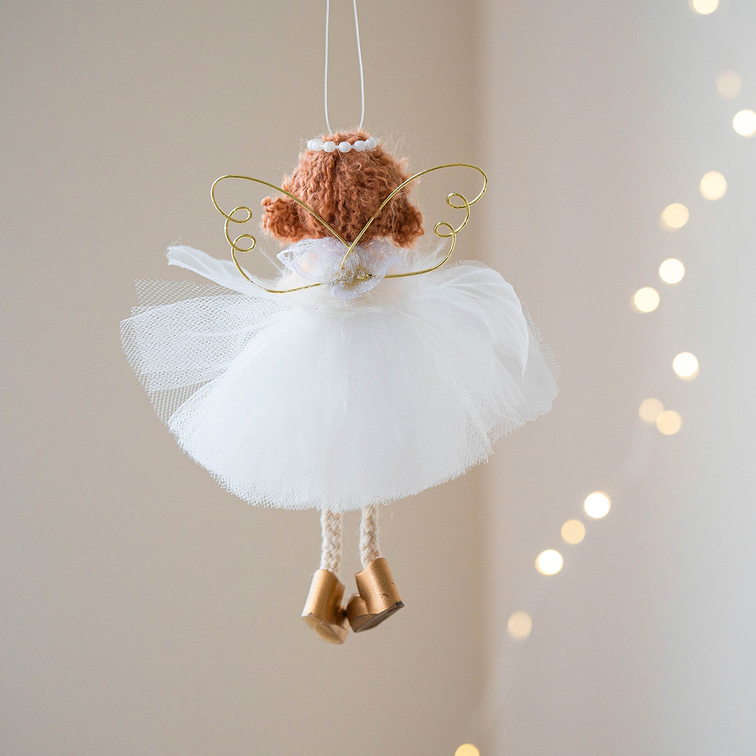 Golden Wings & White Whispers: Christmas Angel Girl Ornaments