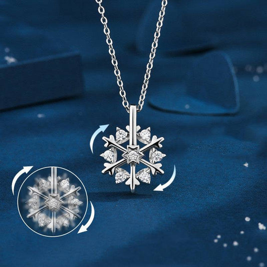 Rotatable 925 Silver Snowflake Necklace - A Sparkling Winter Treasure - All Inclusive Family Treasures