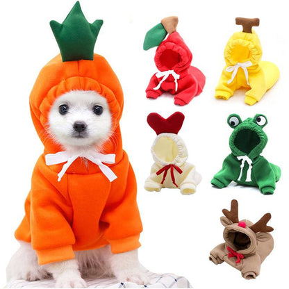 Cute Fruit Hoodies for Small Dogs – Warm Fleece Pet Outfit for Winter - All Inclusive Family Treasures