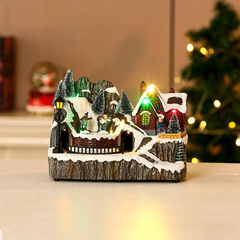 Rotating Christmas Village Music Box – LED Lit Resin Ornament with Santa & Snowy Scene - All Inclusive Family Treasures