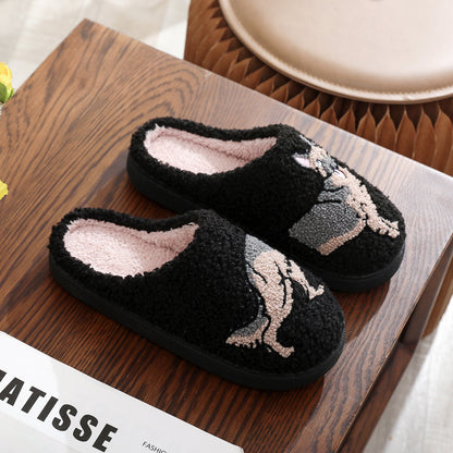 Cotton Slippers Women's Home Winter Animal Embroidery Warm - All Inclusive Family Treasures