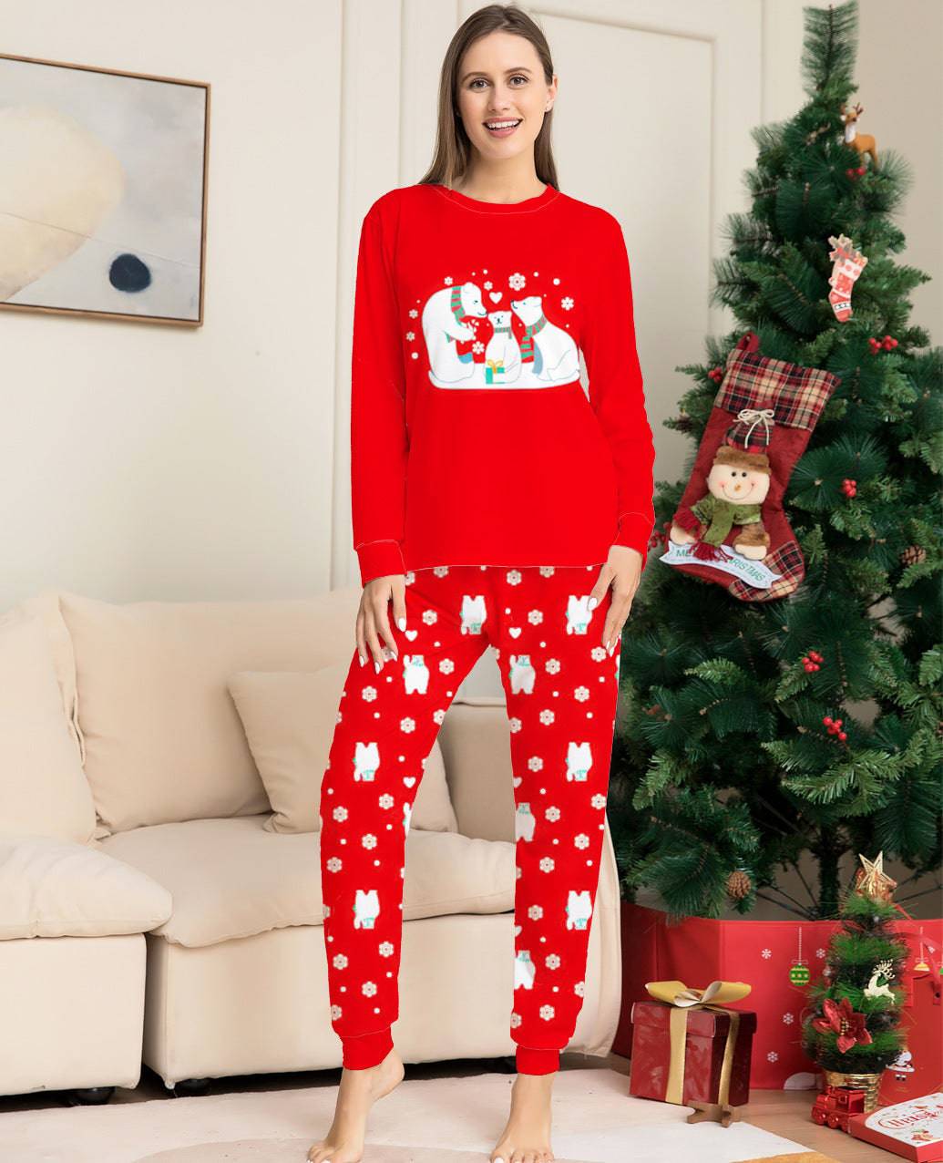 Adorable Christmas Family Pajama Set – Red Parent-Child Matching Holiday Sleepwear - All Inclusive Family Treasures