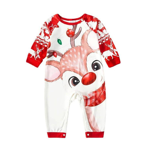 Festive Family Christmas Pajama Set - Matching Reindeer Print Home Wear for Parent and Child - All Inclusive Family Treasures