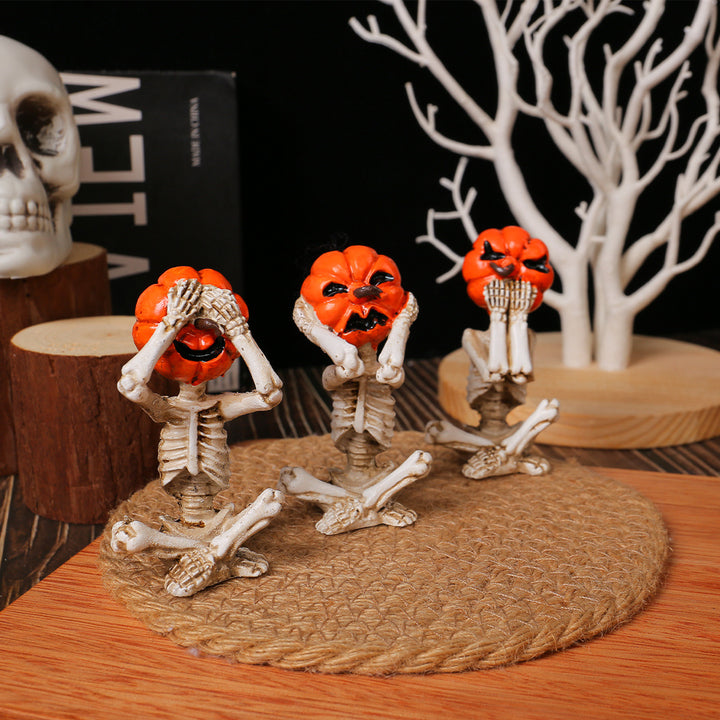 Pumpkin-Head Skeleton Ornaments – Creepy-Cute Halloween Décor