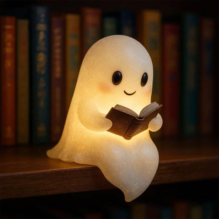 Reading Ghost LED Night Light – Adorable Warm Glow Bedside Lamp