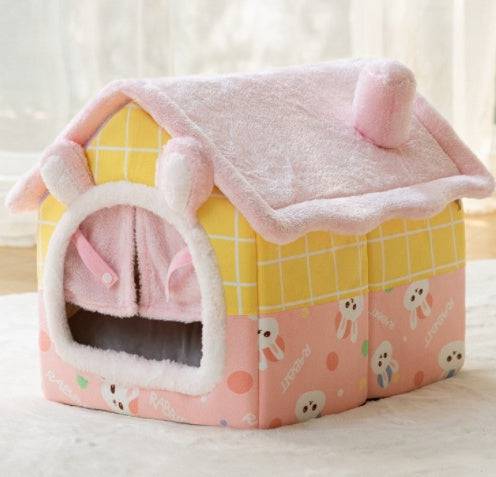 Cozy Cottage Pet House – Warm, Foldable, and Adorable for Dogs & Cats! - All Inclusive Family Treasures