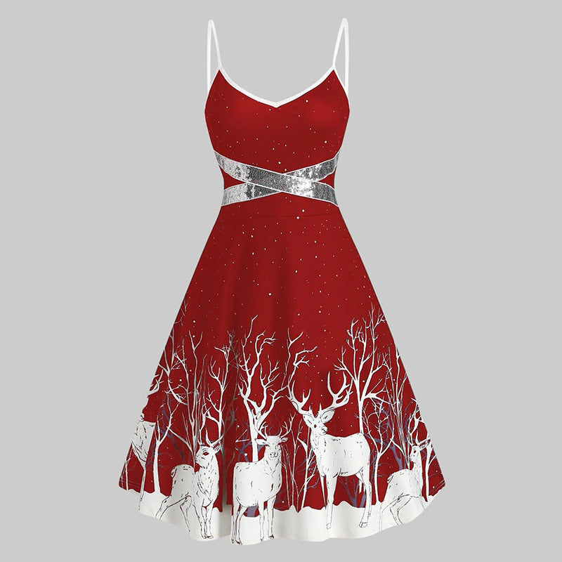 Enchanted Winter Reindeer Dress – Elegance Wrapped in Christmas Magic