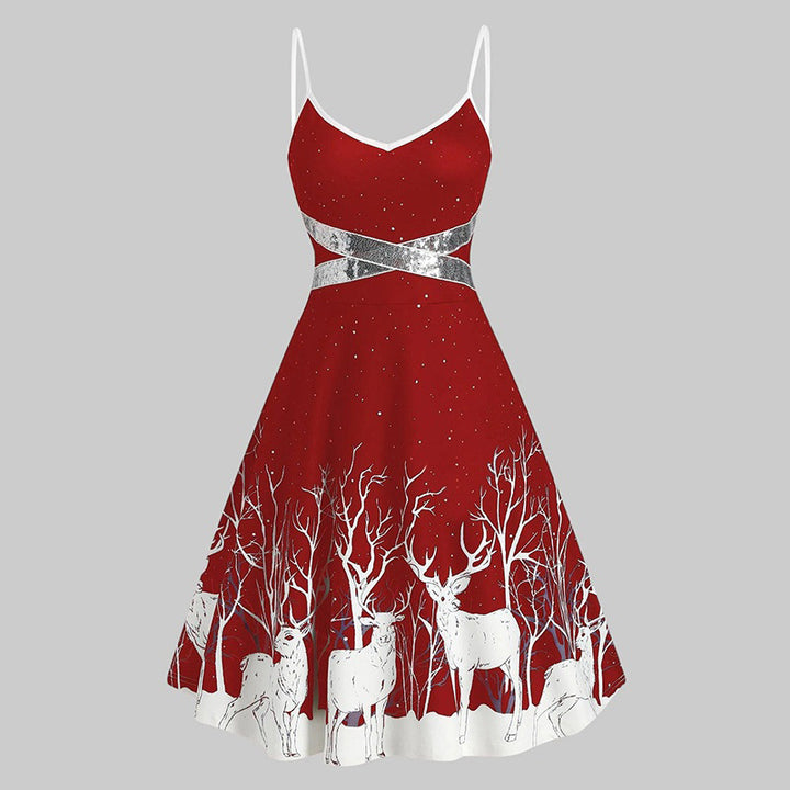 Enchanted Winter Reindeer Dress – Elegance Wrapped in Christmas Magic