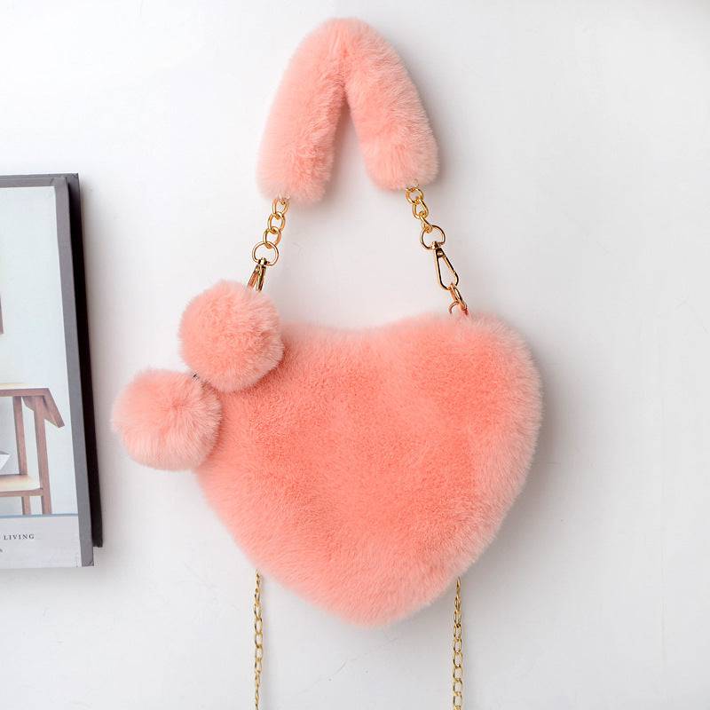 Heart-Shaped Plush Handbag – Cozy and Stylish Valentine’s Day Bag - All Inclusive Family Treasures