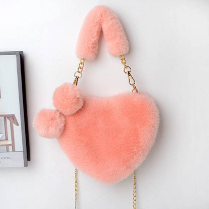 Heart-Shaped Plush Handbag – Cozy and Stylish Valentine’s Day Bag - All Inclusive Family Treasures