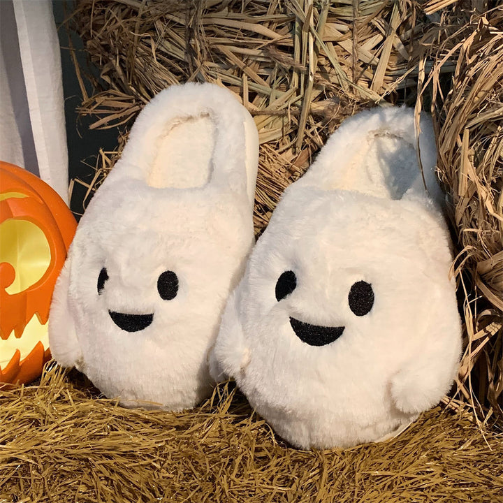 Spooky Snuggles: Ghost Plush Slippers for Couples