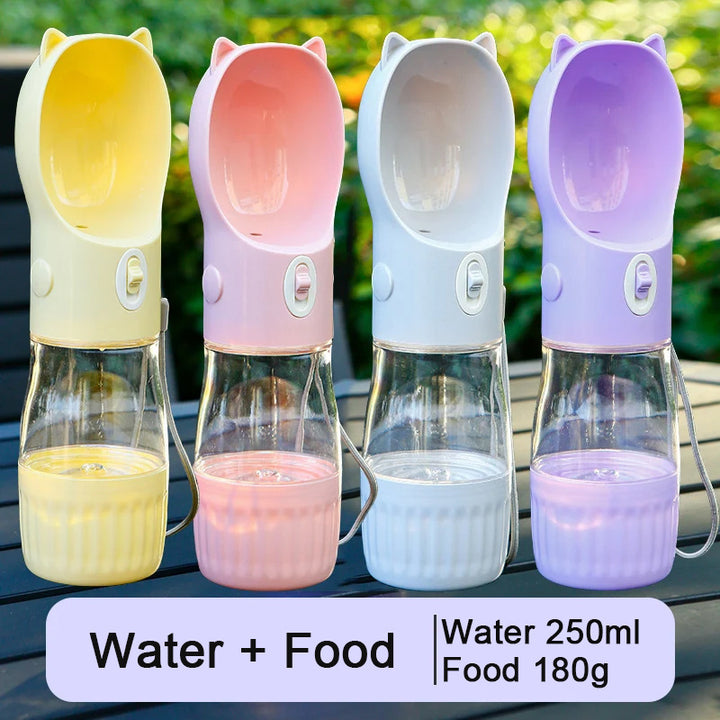 2-in-1 Portable Pet Water & Food Bottle – Travel Essential
