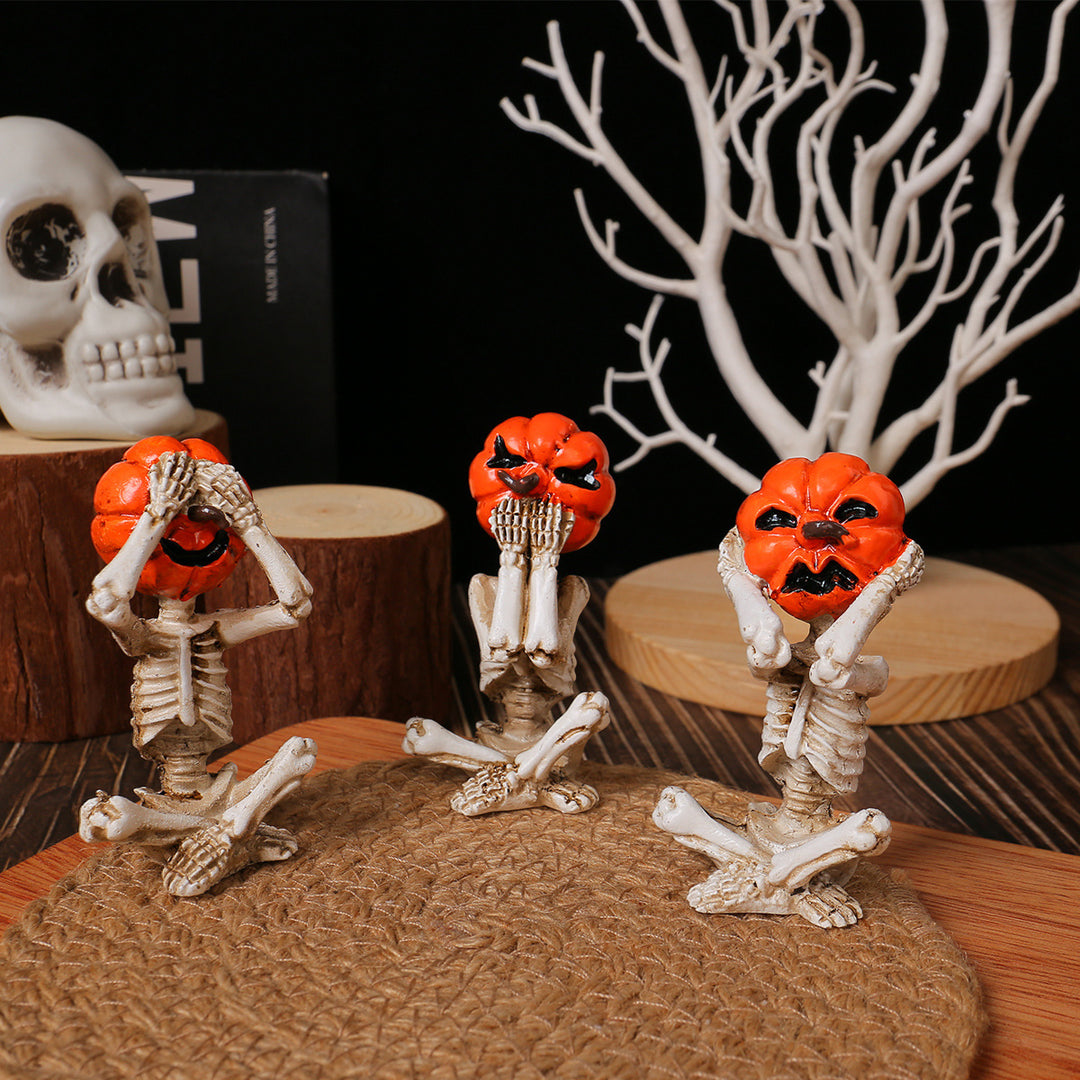 Pumpkin-Head Skeleton Ornaments – Creepy-Cute Halloween Décor