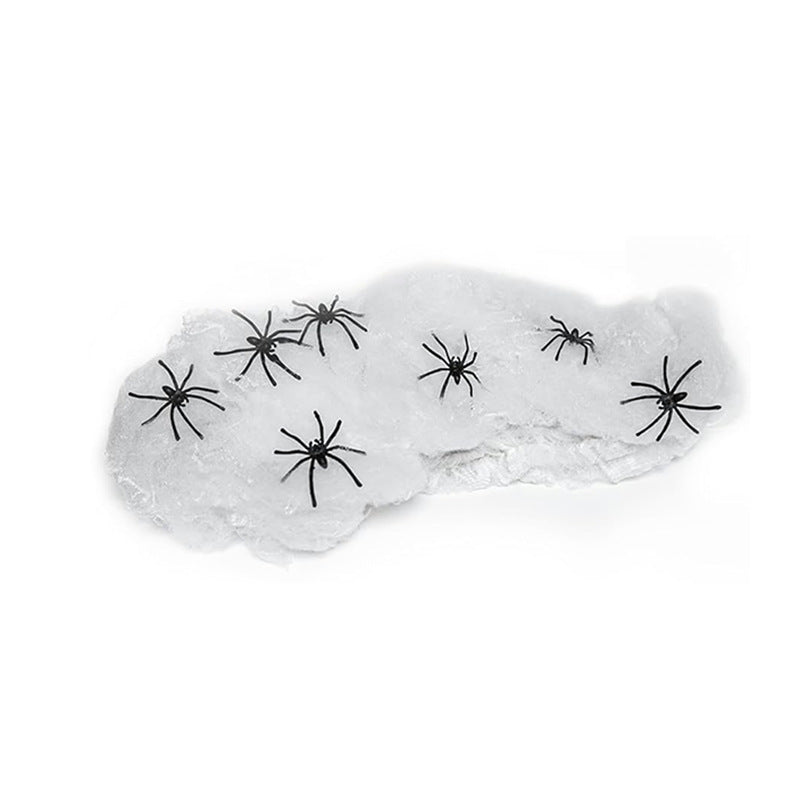 Realistic Halloween Spider Web with Creepy Crawling Spiders – Haunted House Décor