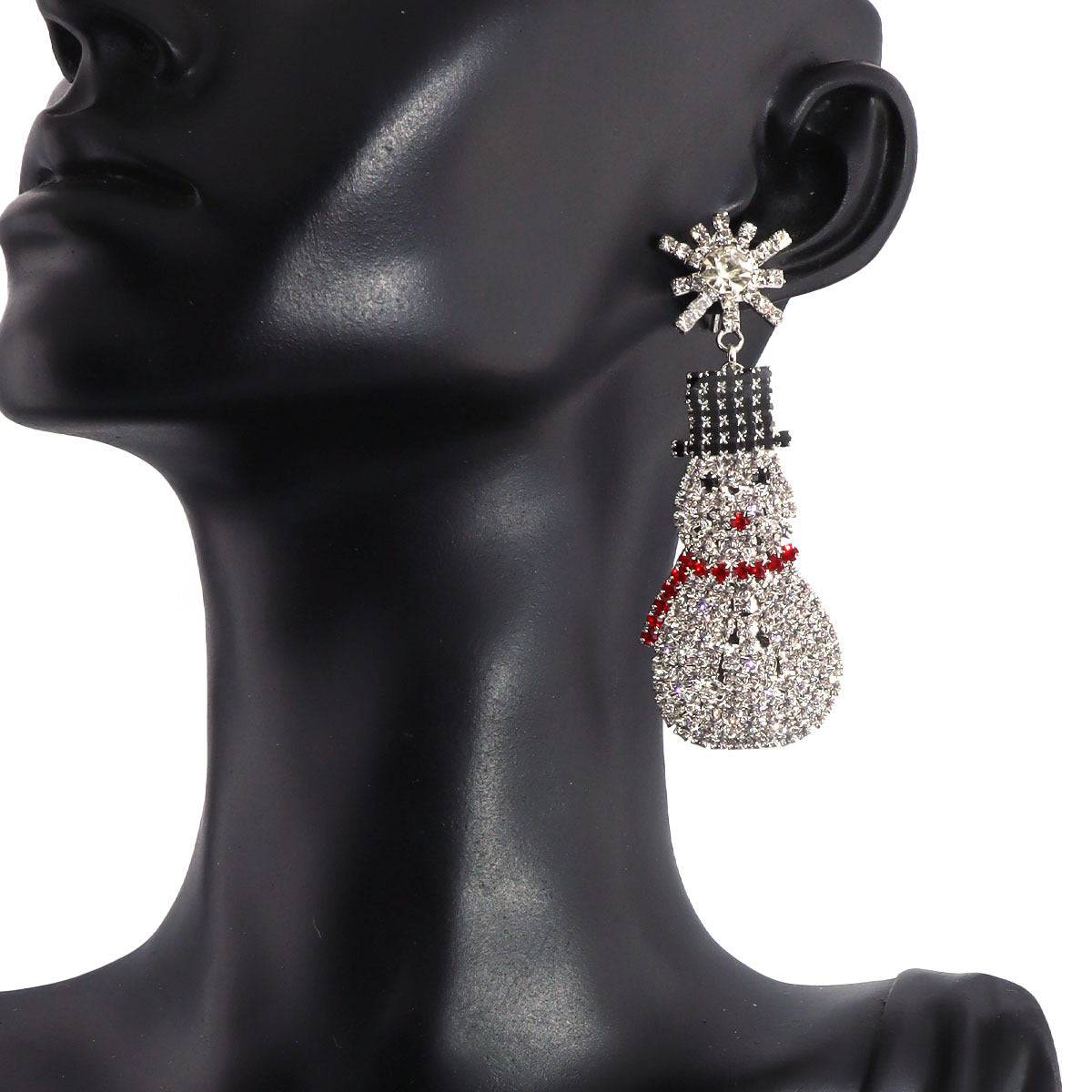 Sparkling Snowman Rhinestone Earrings - Festive & Fun! - All Inclusive Family Treasures