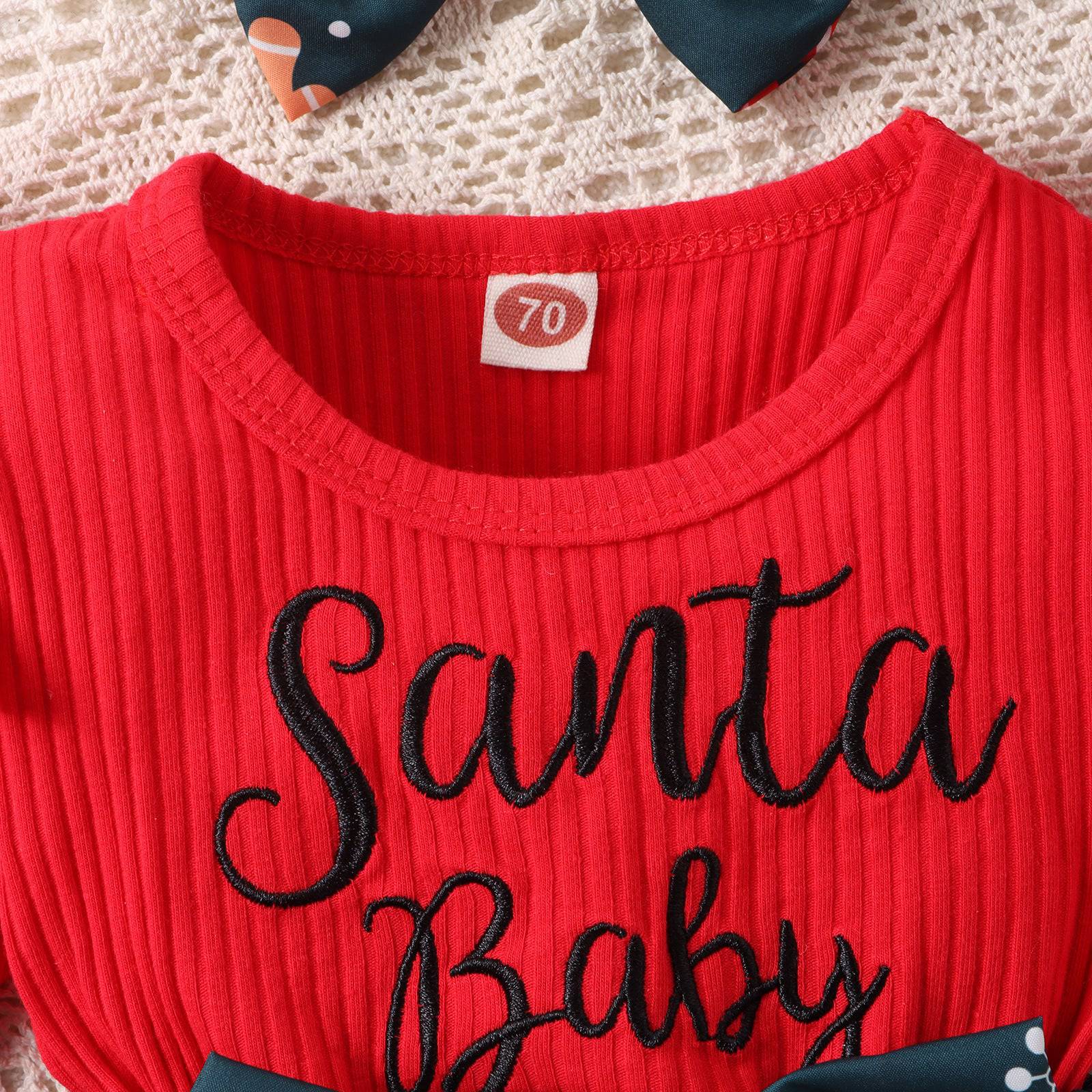 Baby Girls' Santa Baby Romper with Festive Skirt and Bow Headband - Adorable Christmas Outfit - All Inclusive Family Treasures