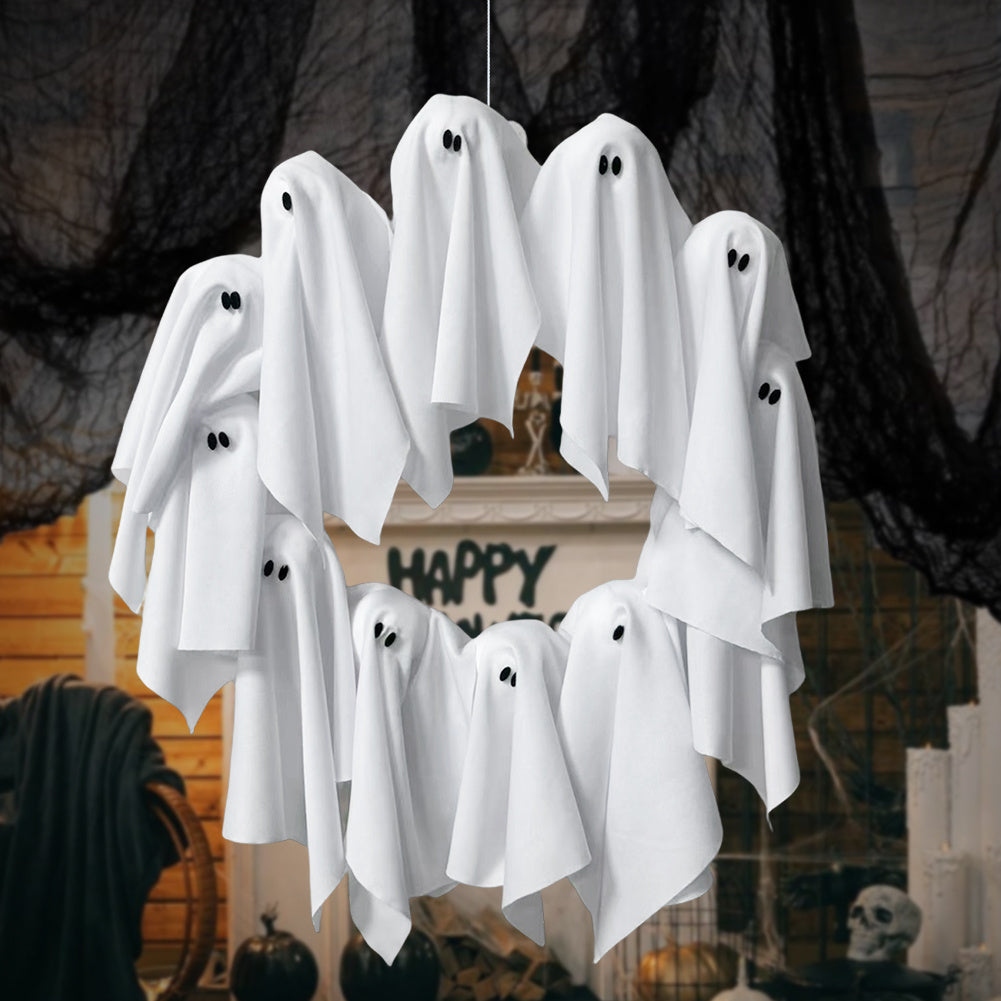 Glow-in-the-Dark Ghost Wreath – Light-Up Halloween Door Decor
