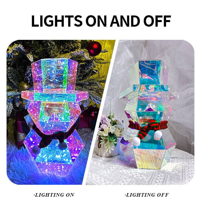 Prismatic LED Christmas Snowman Night Light – Colorful Holiday Tabletop Decor - All Inclusive Family Treasures