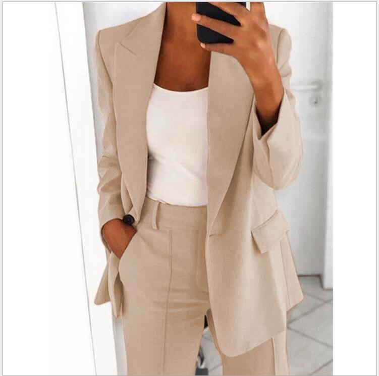 Women’s Two-Piece Casual Suit (Blazer & Slim-Fit Trousers)
