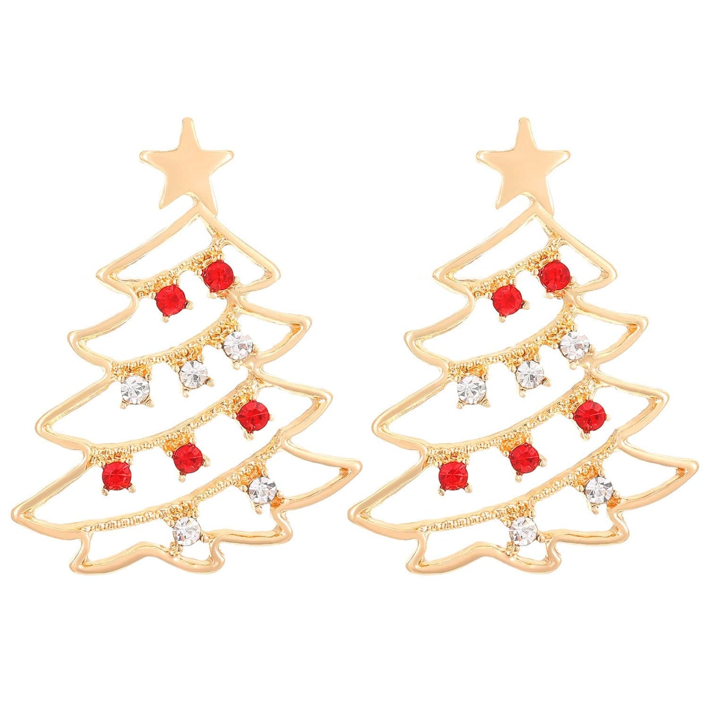 Colorful Zircon Christmas Tree Earrings – Festive Jewelry for Holiday Cheer - All Inclusive Family Treasures