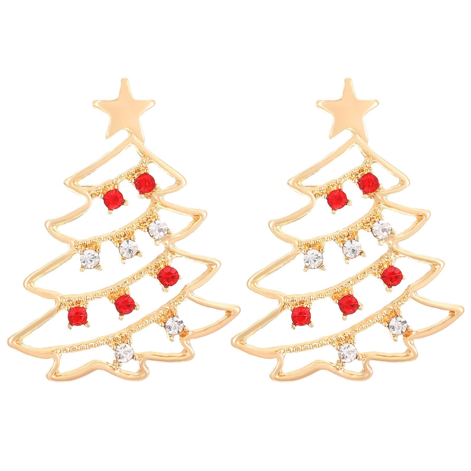 Colorful Zircon Christmas Tree Earrings – Festive Jewelry for Holiday Cheer - All Inclusive Family Treasures